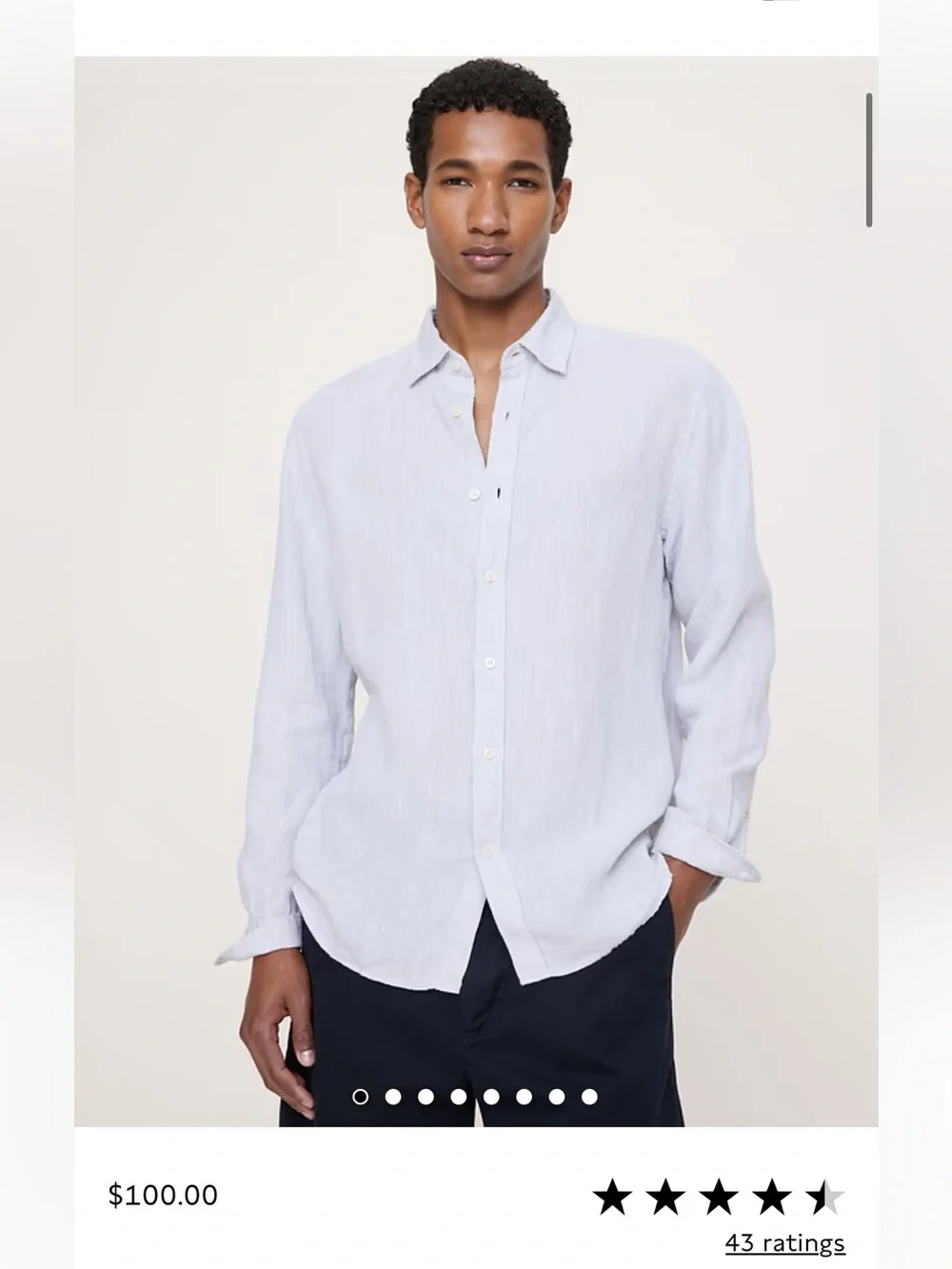 Banana Republic Linen Blend Dress Shirt in Light Gray
